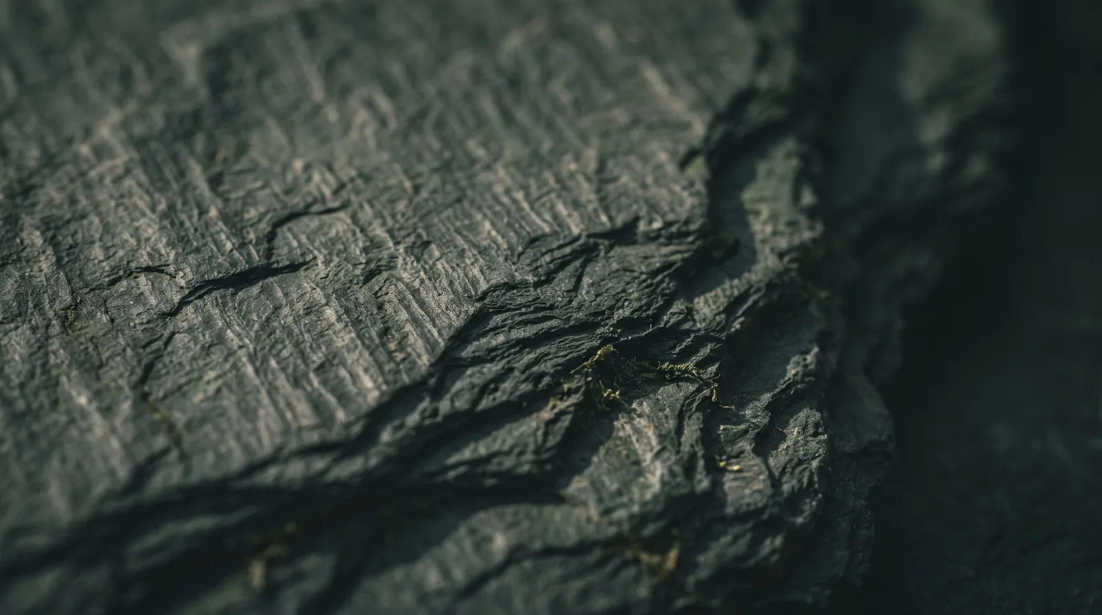 Nahaufnahme einer rauen Schieferstein-Textur im Streiflicht zum Thema Grabstein-Kosten.